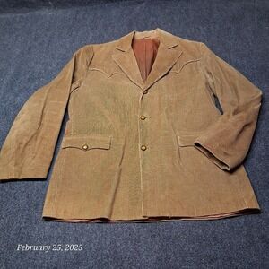 Vintage Pioneer Wear Corduroy Blazer Jacket Men Size‎ 44 Brown Button Close